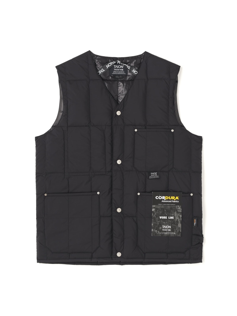 LHP TAION/タイオン/WORK V NECK DOWN VEST エルエイチピー トップス ベスト・ジレ ブラック【送料無料】