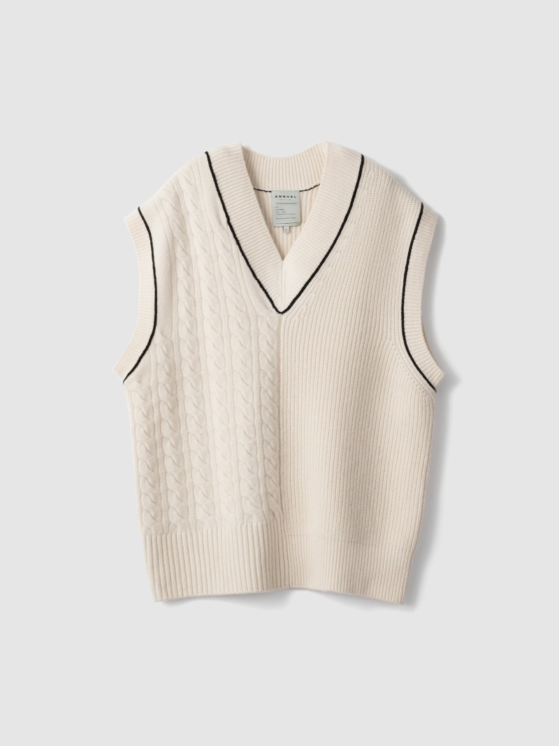 ANNUAL Cricket Vest アニュアル トップス ニット ブラック ホワイト【送料無料】