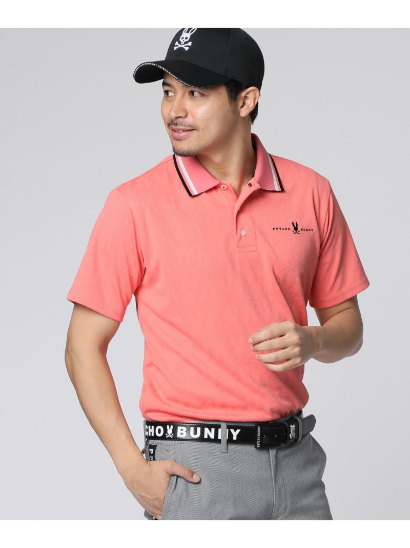 【SALE／30%OFF】Psycho Bunny [GOLF] シルエットバニージャガード  スポーツシャツ サイコバニー トップス スポーツシャツ 黒いこと 白いこと さくら色【RBA_E】【貨物輸送無料】