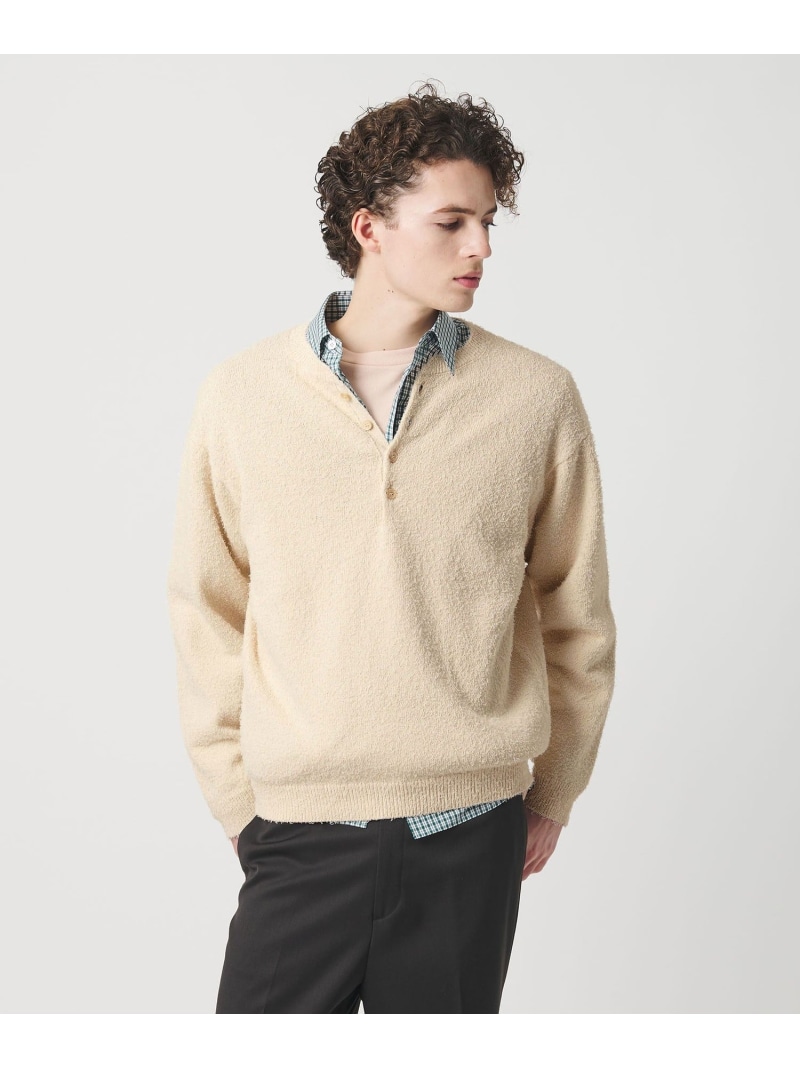 BEAUTY&YOUTH UNITED ARROWS リラックス 4ボタン ヘンリーネック ニット ビューティー＆ユース　ユナイテッドアローズ トップス ニット ホワイト オレンジ ブラック【送料無料】｜ Fashion Men