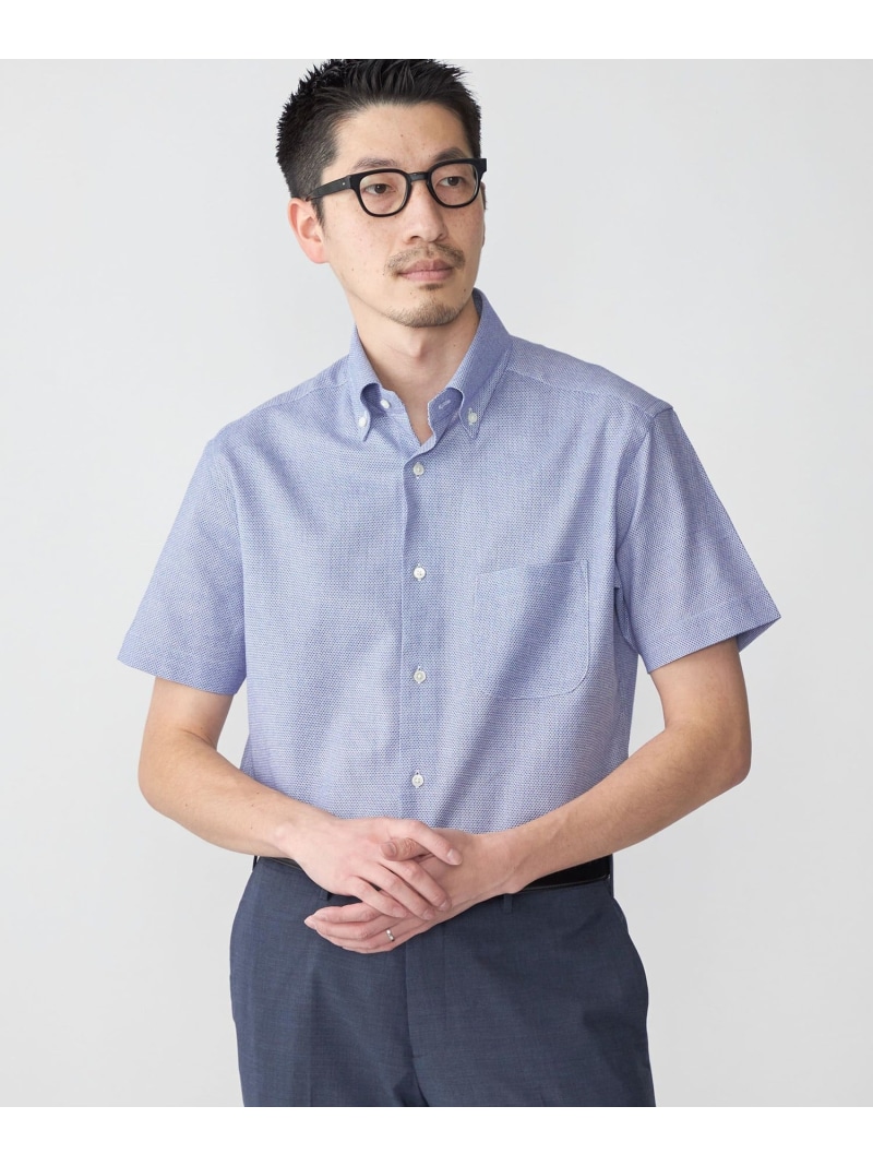 【SALE／30%OFF】SHIPS MEN SHIPS: カラミ織り ボタンダウン 無地 半袖 シャツ シップス トップス シャツ・ブラウス ブルー グレー ホワイト ネイビー パープル【RBA_E】【送料無料】｜ Fashion Men