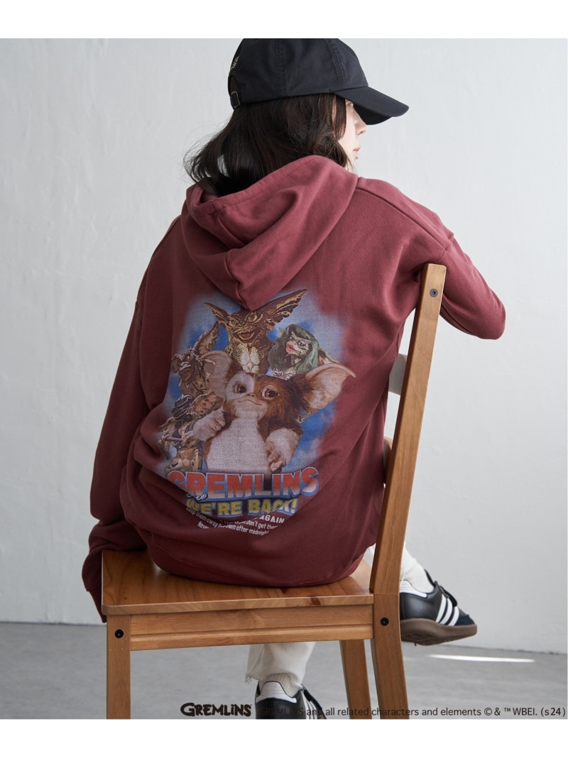 VENCE share style MENs GREMLINS 小妖精 映し絵刷り上げる フロントジップパーカー ヴァンス 取り替えっこ トップス パーカー・フーディー 青色 赤いこと 薄墨色【貨物輸送無料】