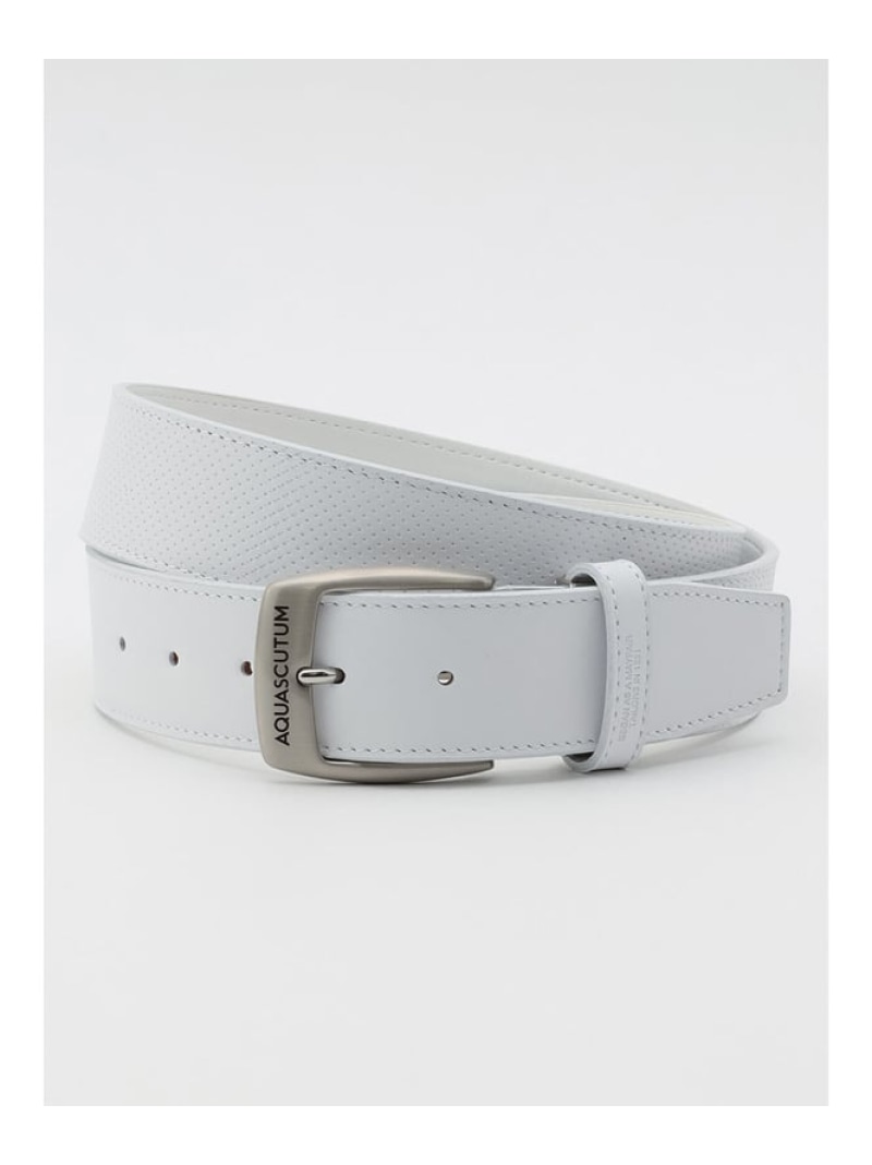 Aquascutum GOLF GOLF MEN 型押しロゴプリントベルト アクアスキュータム ファッション雑貨 ベルト ブラック ホワイト【送料無料】｜ Fashion Men