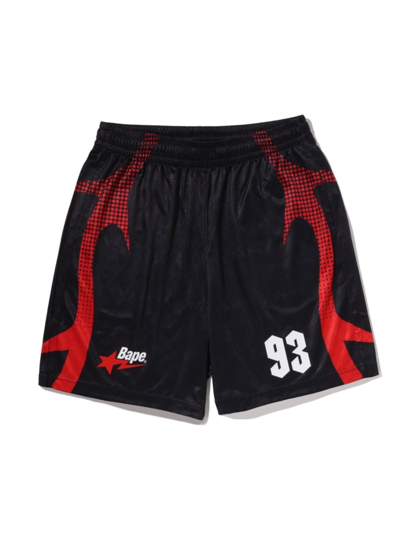 A BATHING APE APE FLAME MONOGRAM JACQUARD RELAXED FIT FOOTBALL SHORTS ア ベイシング エイプ ズボン下 余分の物のズボン下 黒いこと 緑であること【貨物輸送無料】