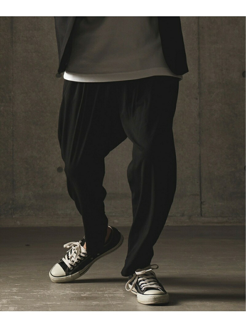 GLIMCLAP Two-way stretch fabric cocoon silhouette pants テーパードパンツ カンビオ パンツ その他のパンツ レッド ベージュ ブラック カーキグリーン【送料無料】