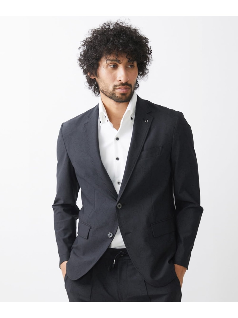 【SALE/50%OFF】MICHEL KLEIN HOMME 総柄テーラードジャケット セットアップ ミッシェルクランオム ジャケット・アウター テーラードジャケット・ブレザー ブラック【RBA_E】【送料無料】| Fashion Men