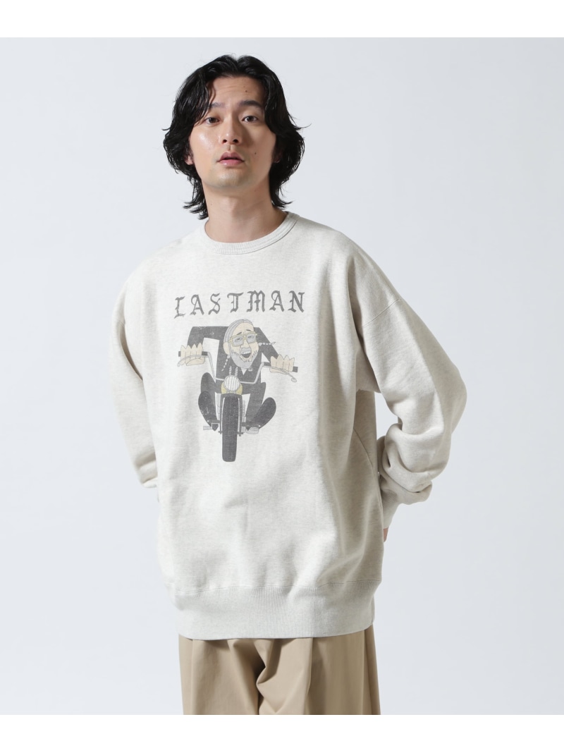 ROYAL FLASH LASTMAN/挙げ句の果てマン/PRINTED CREW NECK -EASY RIDER OATMEAL (252LM-CT15) ロイヤル閃光電球 トップス スウェット・トレーナー 白いこと【貨物輸送無料】
