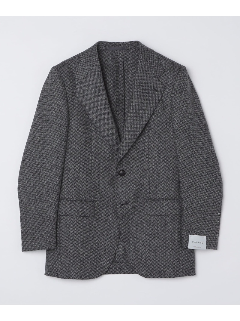 【SALE／50%OFF】SHIPS MEN 【SHIPS別注】CARUSO: AIDA ワイドラペル ウール ヘリンボーン ツイード ジャケット シップス ジャケット・アウター テーラードジャケット・ブレザー グレー【RBA_E】【送料無料】