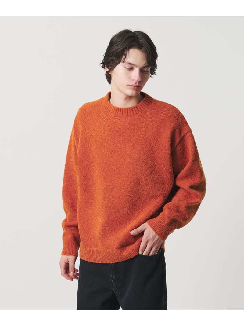 【SALE/40%OFF】monkey time BEAUTY&YOUTH UNITED ARROWS ウール ナイロン ループヤーン クルーネック ユナイテッドアローズ アウトレット トップス ニット ブラウン オレンジ ブラック【RBA_E】【送料無料】| Fashion Men