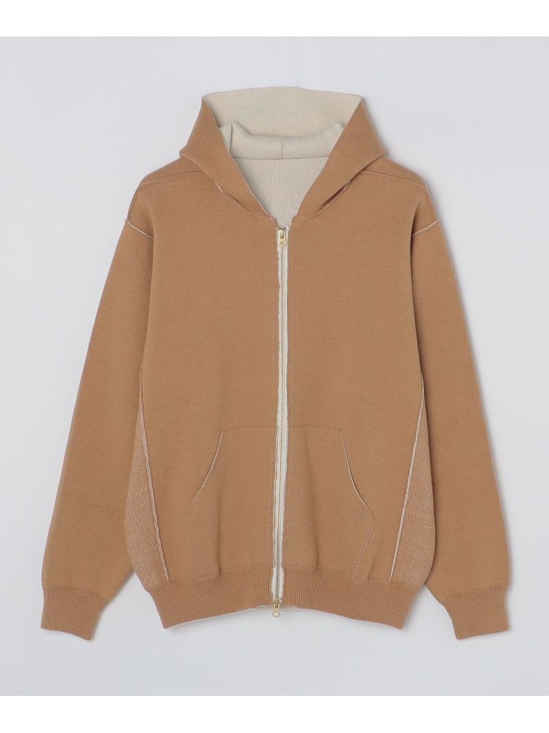 【SALE/60%OFF】SHIPS Days 【SHIPS別注】UNDYED SALLY FOX: ダブルフェイス ジャージー ニットパーカー シップス トップス スウェット・トレーナー カーキグリーン グレー【RBA_E】【送料無料】