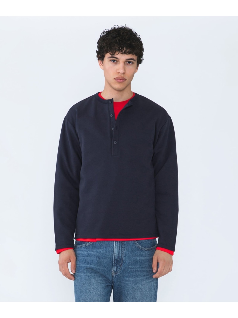 SHIPS MEN City Ambient Products: ピケ ヘンリー ネック ロングスリーブ シップス トップス カットソー・Tシャツ ネイビー グレー【送料無料】