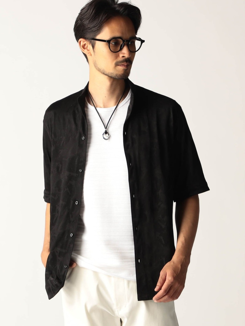 NICOLE CLUB FOR MEN シアージャカード5分袖シャツ ニコル トップス シャツ・ブラウス ブラック グレー ブルー【送料無料】｜ Fashion Men