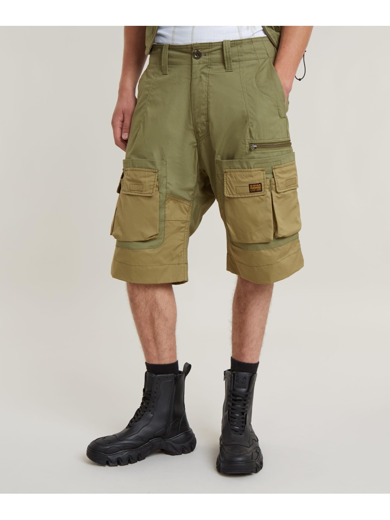 【SALE／40%OFF】G-Star RAW 【堅苦しさ販売店】P-35T RELAXED CARGO SHORTS/異原料品ミックスカーゴショーツ ジースターロゥ ズボン下 カーゴパンツ カーキ緑であること【RBA_E】【貨物輸送無料】