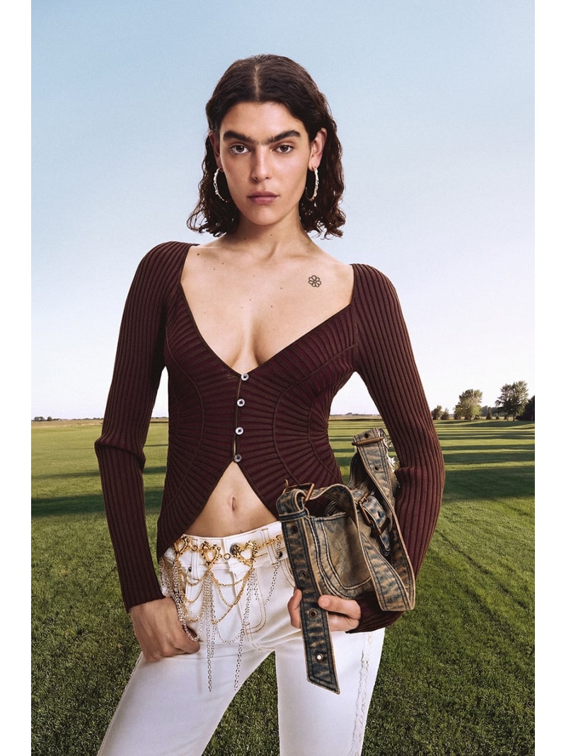 Desigual 薄手のボタン付きセーター デシグアル トップス ニット ブラウン【送料無料】 19,900円