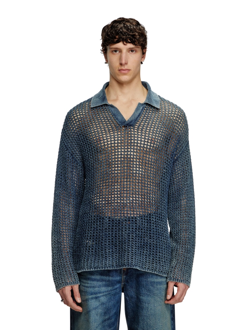 【SALE／40%OFF】DIESEL メンズ 長袖ポロプルオーバー K-SQUARED ディーゼル トップス ニット ネイビー【RBA_E】【送料無料】