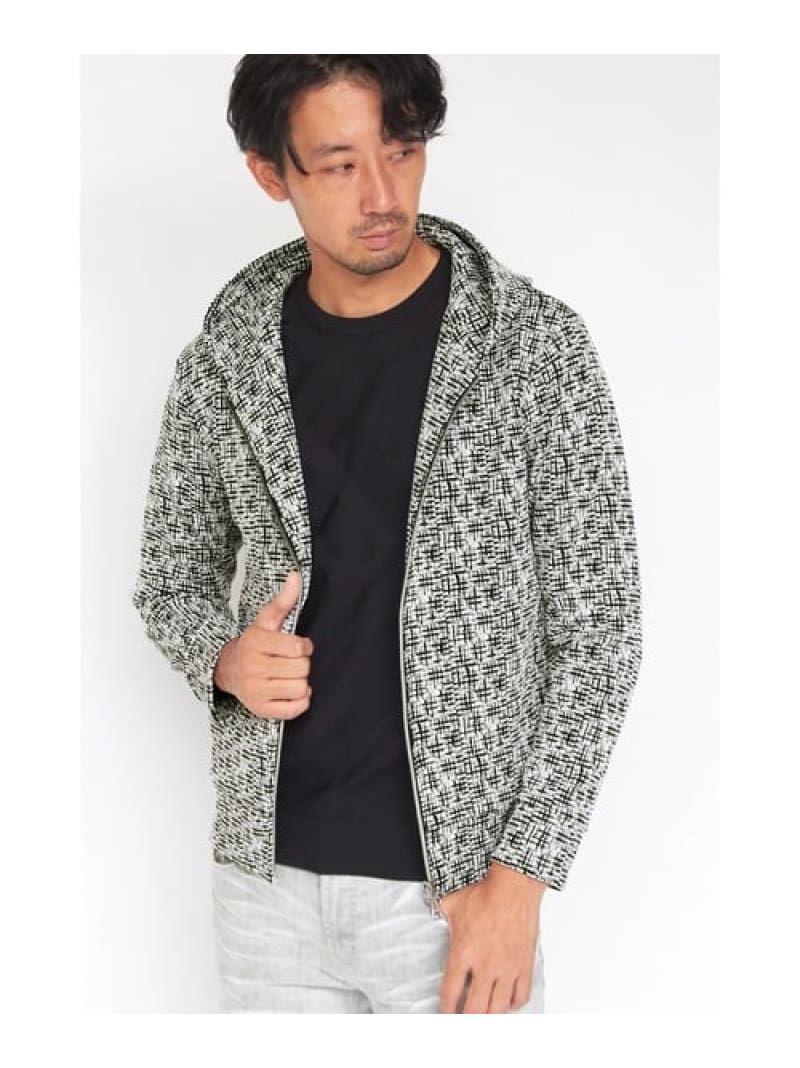 【SALE／30%OFF】HIGH STREET HIGH STREET∴ラフウォールダブルジャカードZipパーカー トルネードマート トップス カットソー・プルオーバー 黒いこと ベージュ【RBA_E】【貨物輸送無料】
