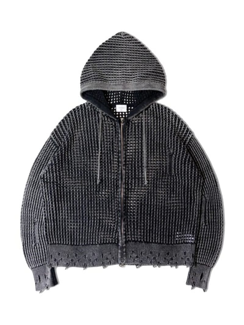 JACKROSE JE-SELECT-ピグメントメッシュ-ZIPパーカー(MENS) ジャックローズ トップス スウェット・トレーナー ブラック【送料無料】