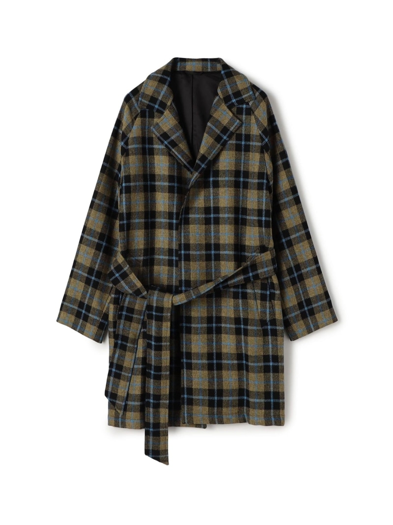 TOMORROWLAND BUYING WEAR ERRICO FORMICOLA ウールチェック ボタンレスベルテッドコート トゥモローランド ジャケット・アウター その他のジャケット・アウター グリーン【送料無料】| Fashion Men