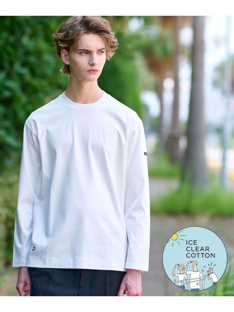 DRESSTERIOR 【接触冷感/抗菌防臭/消臭】ICE CLEAR COTTON クルーネックロンT ドレステリア トップス カットソー・Tシャツ ホワイト ブラック ネイビー【送料無料】