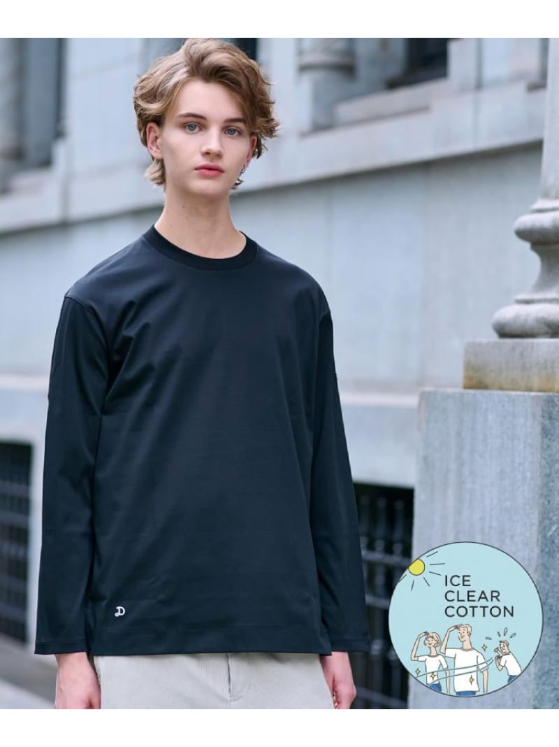 【SALE／10%OFF】DRESSTERIOR 【人付き合い冷感/抗菌防臭/消臭】ICE CLEAR COTTON クルーネックロンT お召しものテリア トップス カットソー・ティーシャツ 黒いこと【RBA_E】【貨物輸送無料】 メンズファッション-Tシャツ・カットソー-トップス