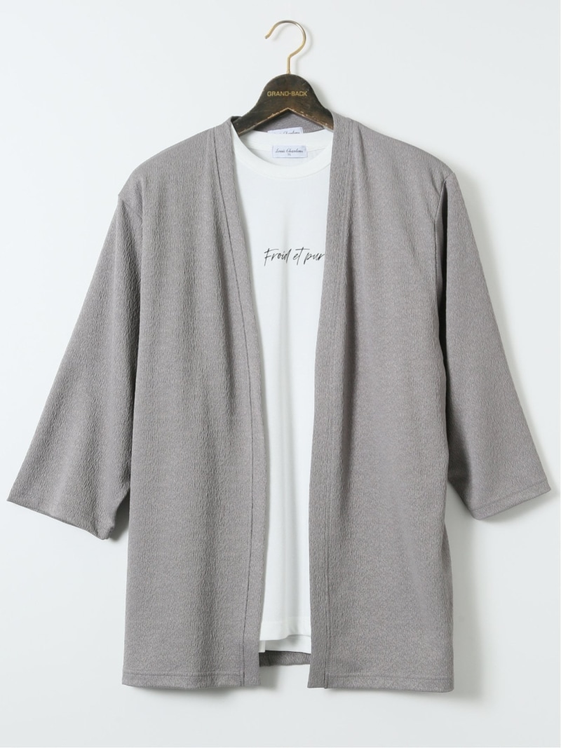 GRAND-BACK 【大きいサイズ】ルイシャブロン/LOUIS CHAVLON 7分袖カーディガン&半袖Tシャツ アンサンブル タカキュー トップス アンサンブル グレー【送料無料】