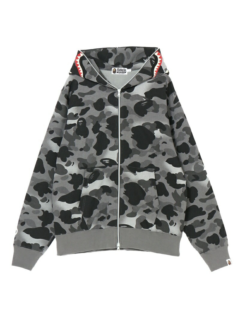 上品】 HOODIE M SHARK GRID グレー A エイプ APE パーカー ベイシング ア ZIP FULL BATHING カットソー  CAMO パープル トップス