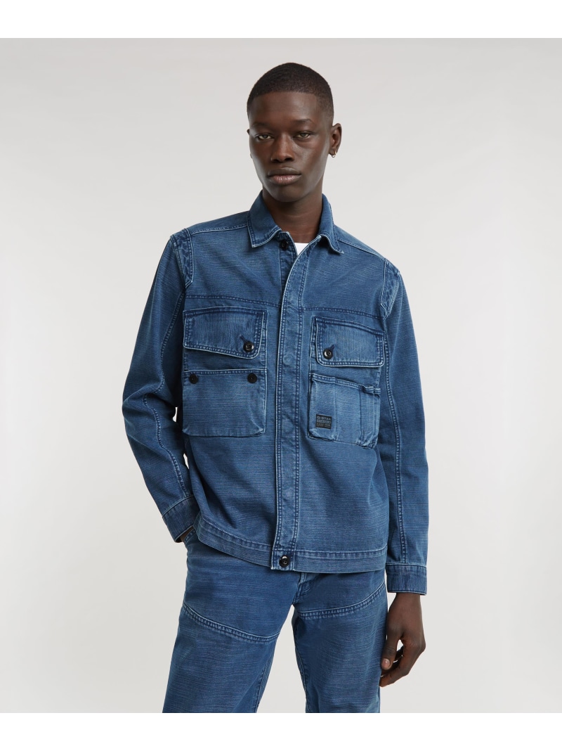 【SALE／30%OFF】G-Star RAW 【堅苦しさ販売店】Utility Overshirt/ミリタリーディテールマルチポケットシャツジャケット ジースターロゥ ジャケット・アウター ダウンジャケット・ダウンベスト 青み【RBA_E】【貨物輸送無料】