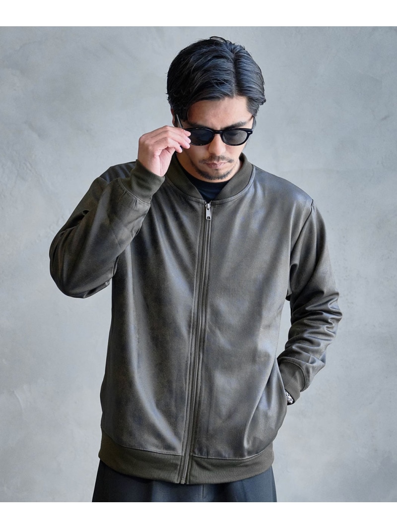 SB select LOUIS CHAVLON レザー風ダンボールリブブルゾン シルバーバレット ジャケット・アウター ブルゾン・ジャンパー ブラック カーキグリーン【送料無料】