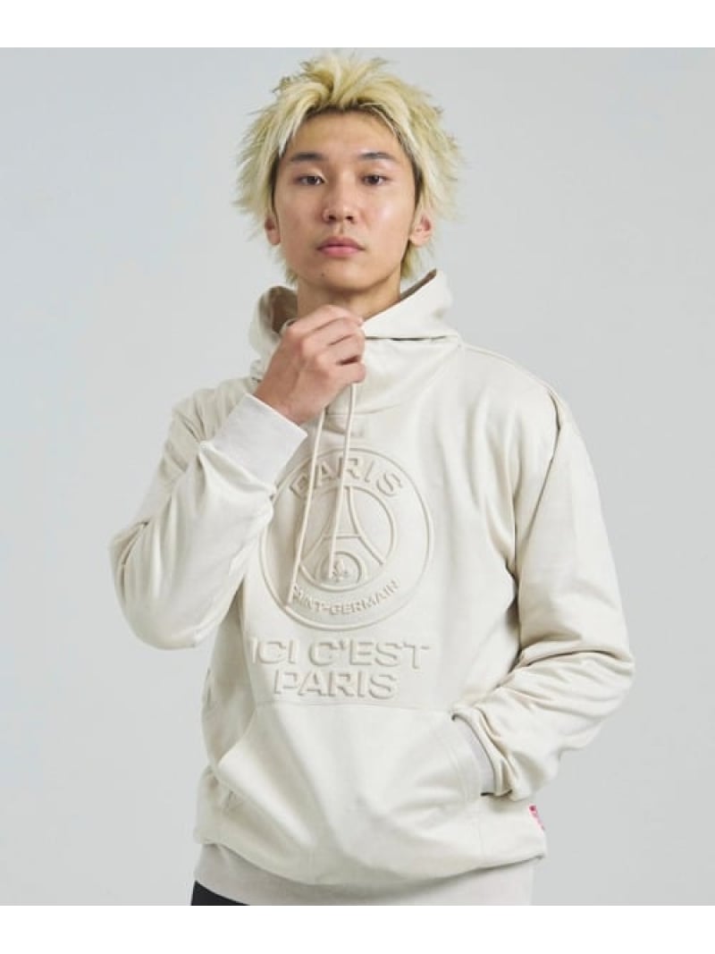 SELECT BRANDS Paris Saint-Germain F.C./光の都市サンジェルマン フェイクスウェード・エンボスロゴ.フーディー(MENS) 万力サクラ色 トップス スウェット・トレーナー 黒いこと 白いこと【貨物輸送無料】