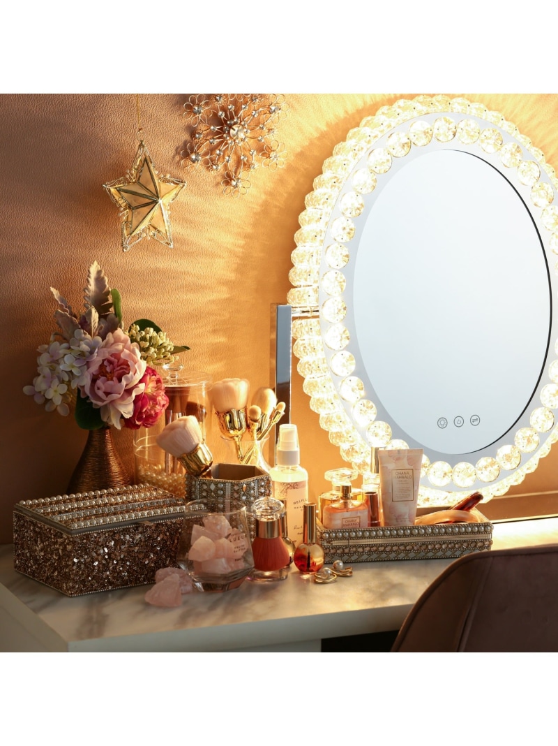 Francfranc ブリエ ハリウッドミラー ラウンド 調光 調色 ライト付