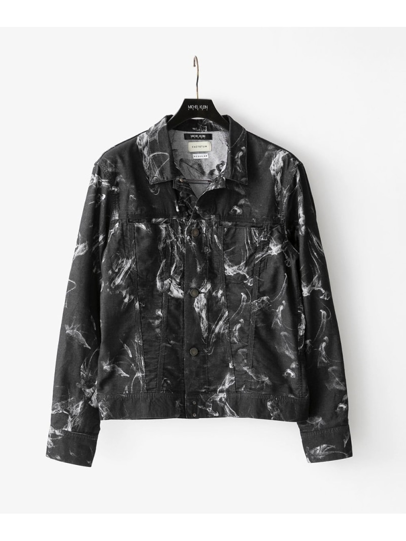 MICHEL KLEIN HOMME 《日本製》20th FACTOTUMコラボ スモーク柄デニムジャケット ミッシェルクランオム ジャケット・アウター デニムジャケット ブラック【送料無料】｜ Fashion Men