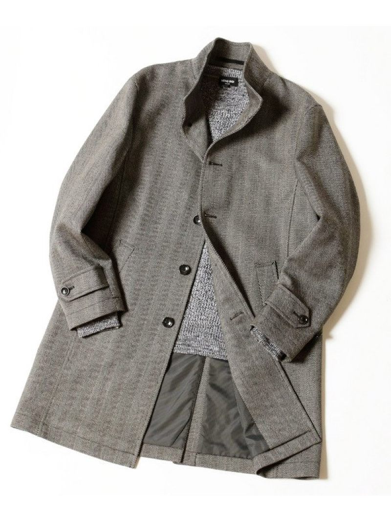 Men S Bigi メンズ ヘリンボーンメルトンスタンドカラーコート ビギ