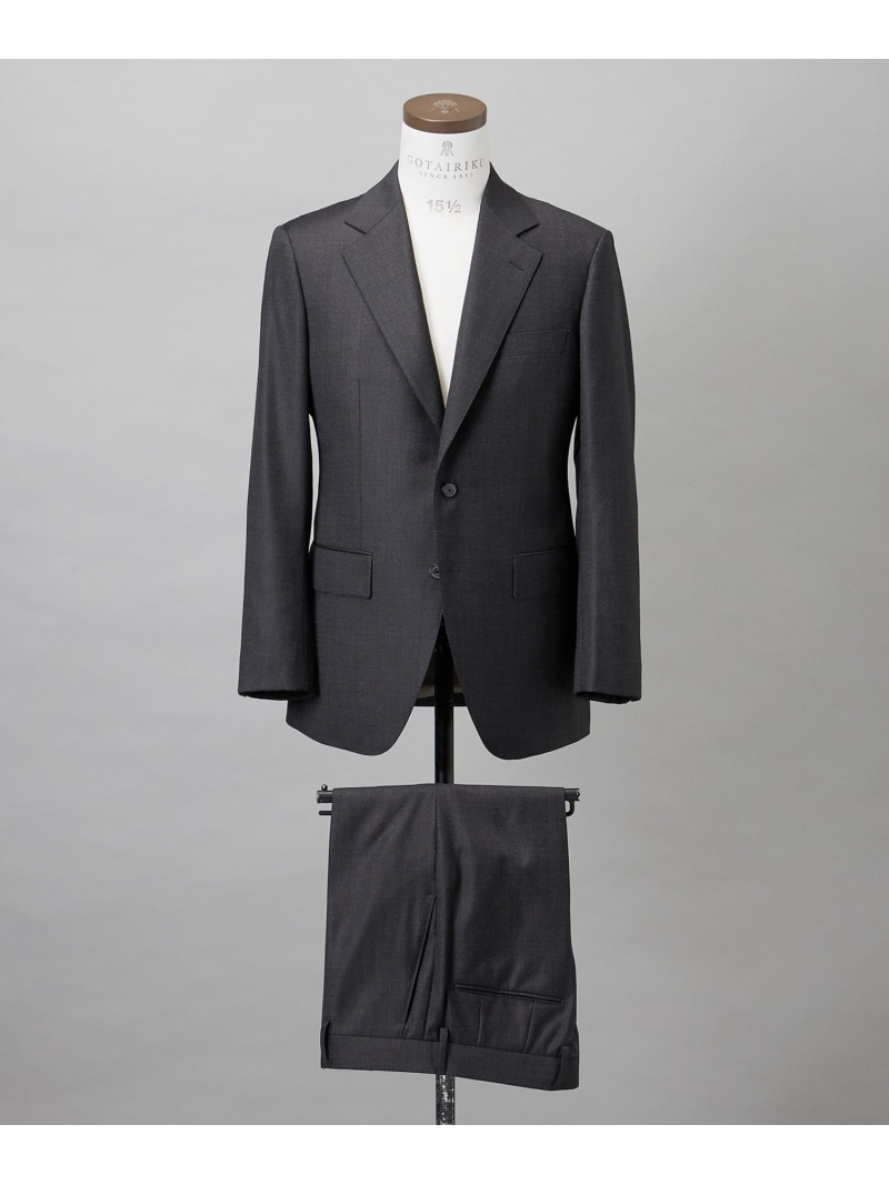 GOTAIRIKU 【Loro Piana Fabric】365 通年背広(薄墨色×透かし彫り) ゴタイリク 背広・フォーマル セットアップ背広 薄墨色【貨物輸送無料】