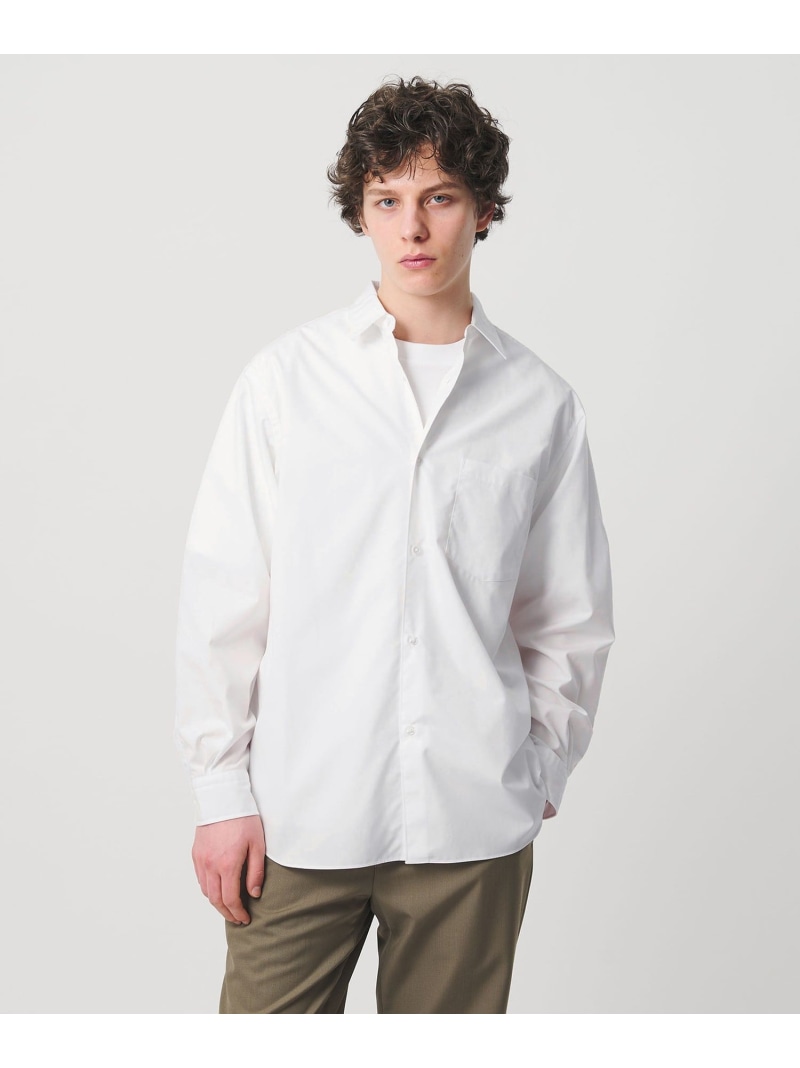 UNITED ARROWS カリビアーナミルズ ポプリン レギュラーカラーシャツ ユナイテッドアローズ トップス シャツ・ブラウス ネイビー ブルー ホワイト【送料無料】