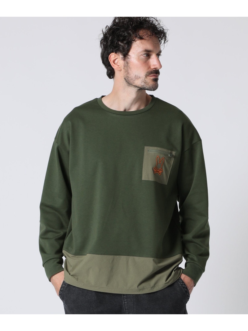 【SALE／40%OFF】Psycho Bunny 異素材切替 ポンチ ロングスリーブ Tシャツ サイコバニー トップス カットソー・Tシャツ ブラック グリーン ホワイト【RBA_E】【送料無料】 6,692円