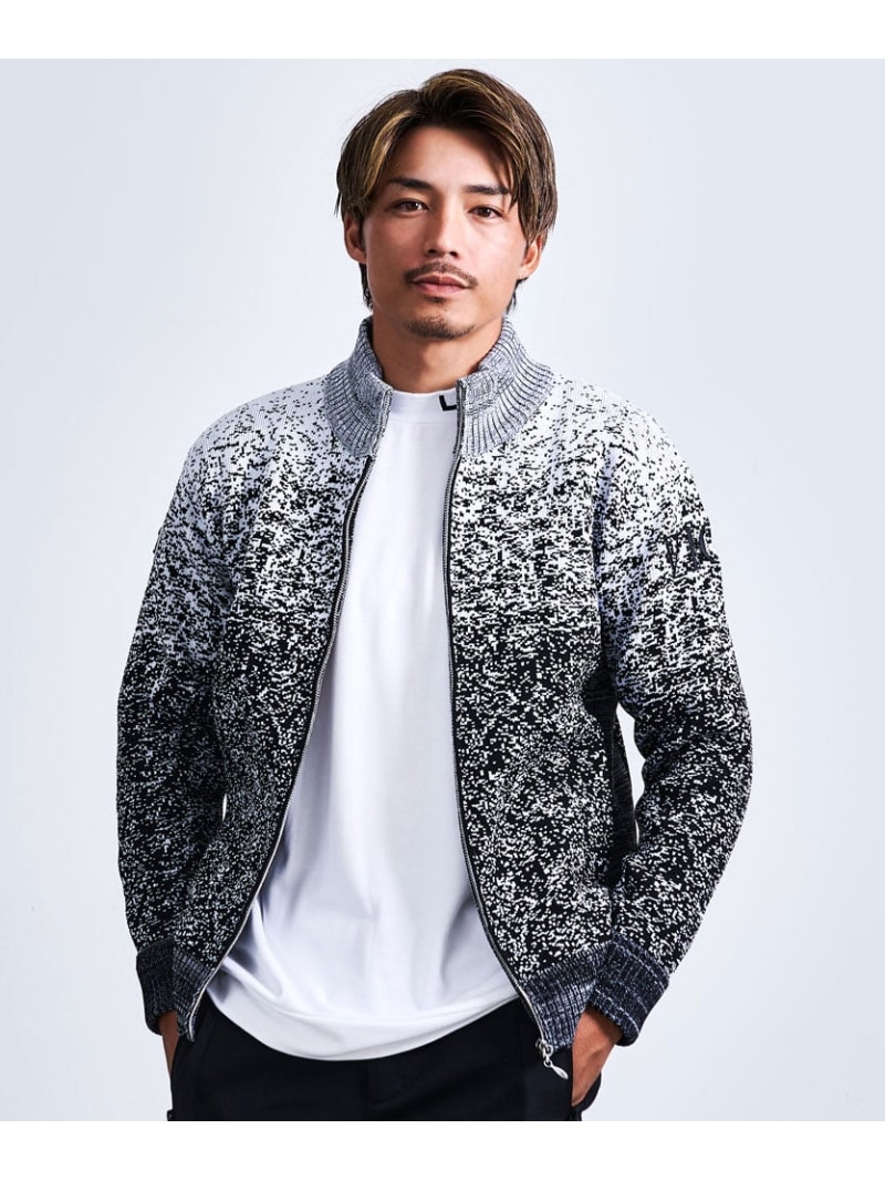 VIOLA VIOLA グラデーションZIPUPセーター シルバーバレット トップス ニット ホワイト ブラック【送料無料】