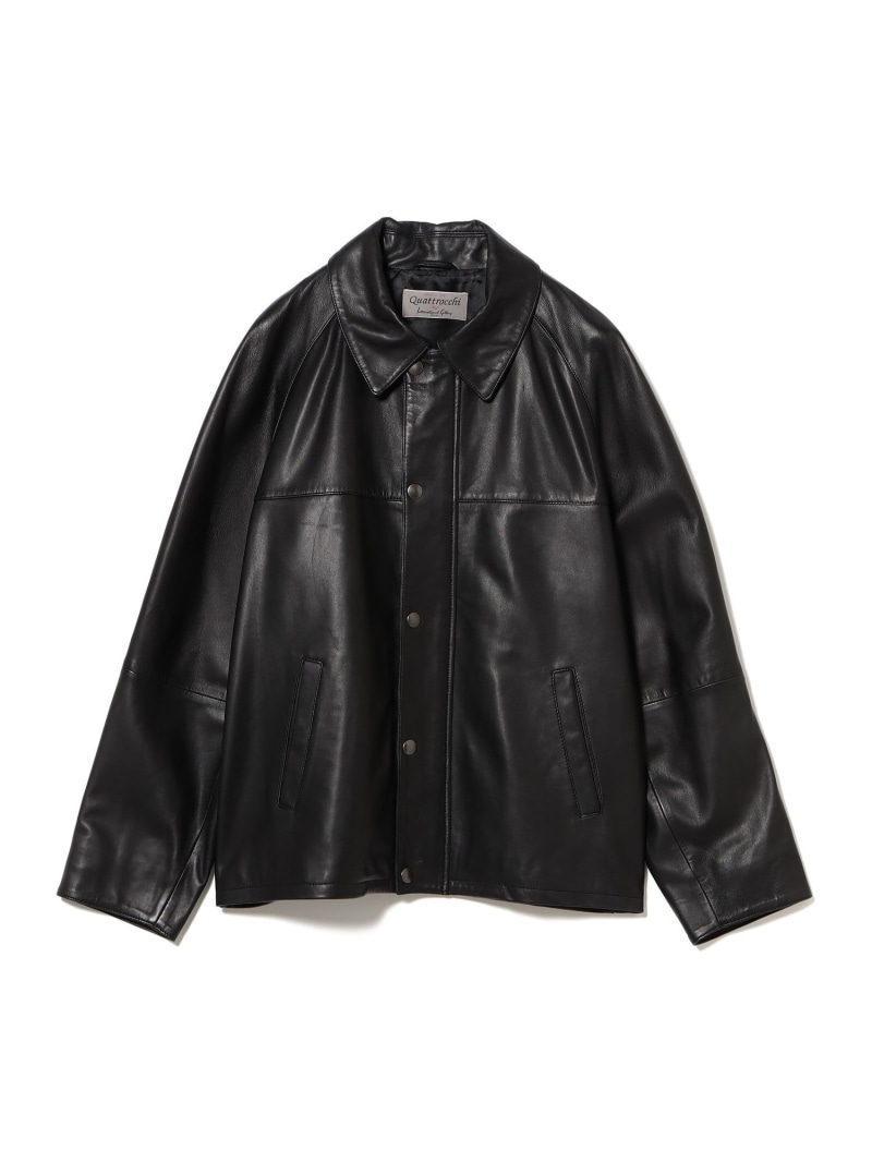 International Gallery BEAMS QUATTROCCHI / シープレザー ショート ブルゾン ビームス メン ジャケット・アウター ブルゾン・ジャンパー ブラック【送料無料】｜ Fashion Men