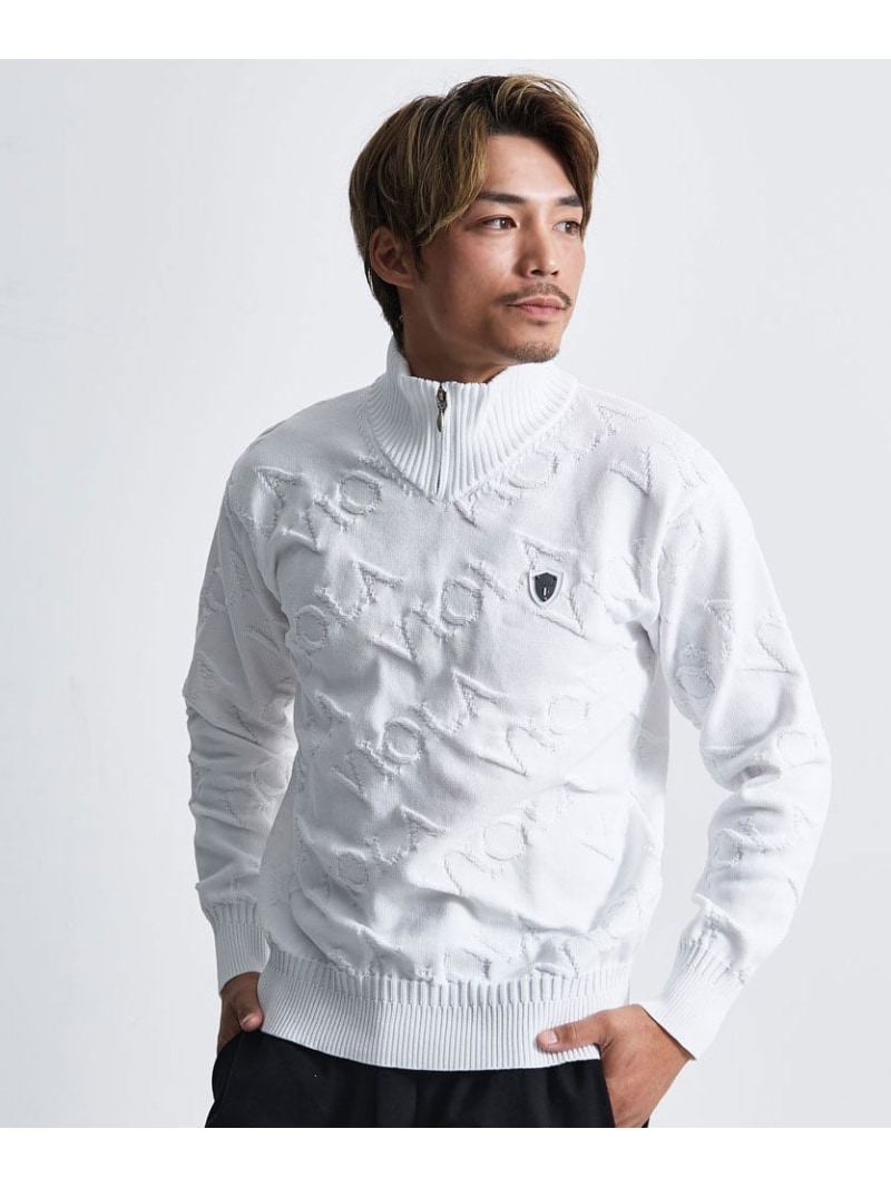 VIOLA VIOLA ハーフジップJQセーター シルバーバレット トップス ニット ホワイト ブラック【送料無料】| Fashion Men