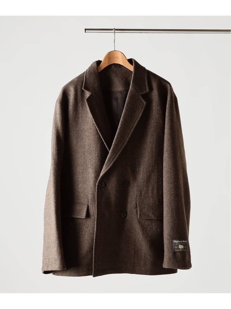 【SALE／30%OFF】JOURNAL STANDARD relume ハイランド ウール オーバー ジャケット ジャーナル スタンダード レリューム ジャケット・アウター ブルゾン・ジャンパー ブラウン グレー【RBA_E】【送料無料】
