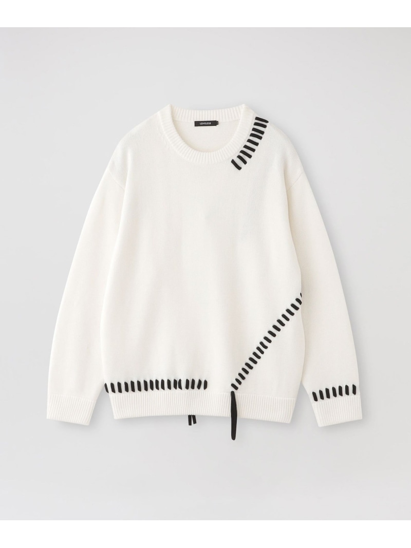 【SALE／8%OFF】LOVELESS 【UNISEX】ポイントスレッドプルオーバー 優しいこと受け答え トップス 編み物 白いこと 薄墨色 黒いこと 赤銅色【RBA_E】【貨物輸送無料】
