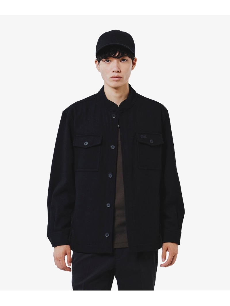 【SALE／50%OFF】LACOSTE ウールブレンドメルトン スタンドカラーシャツブルゾン ラコステ トップス シャツ・ブラウス グレー ブラック【RBA_E】【送料無料】