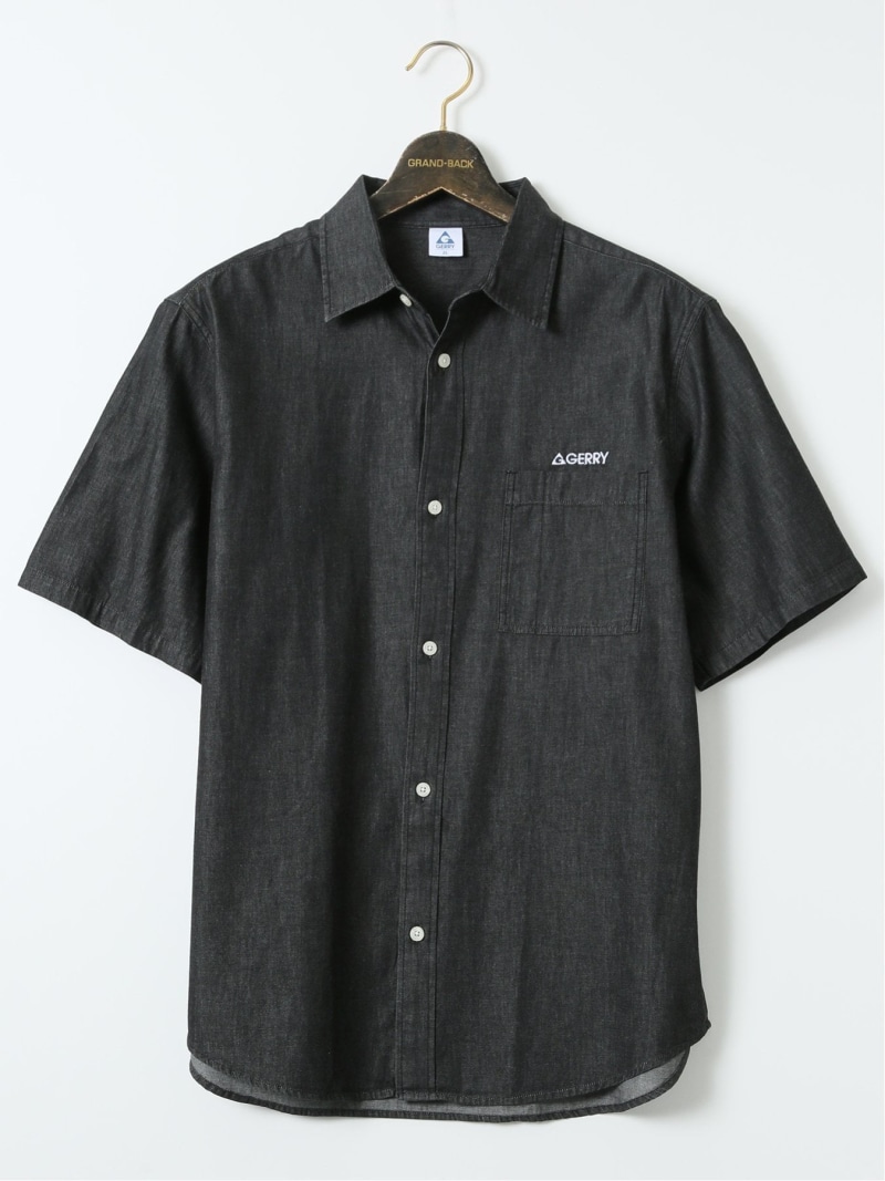 GRAND-BACK 【大きいサイズ】ジェリー/GERRY デニム レギュラーカラー 半袖 シャツ タカキュー トップス シャツ・ブラウス ネイビー【送料無料】