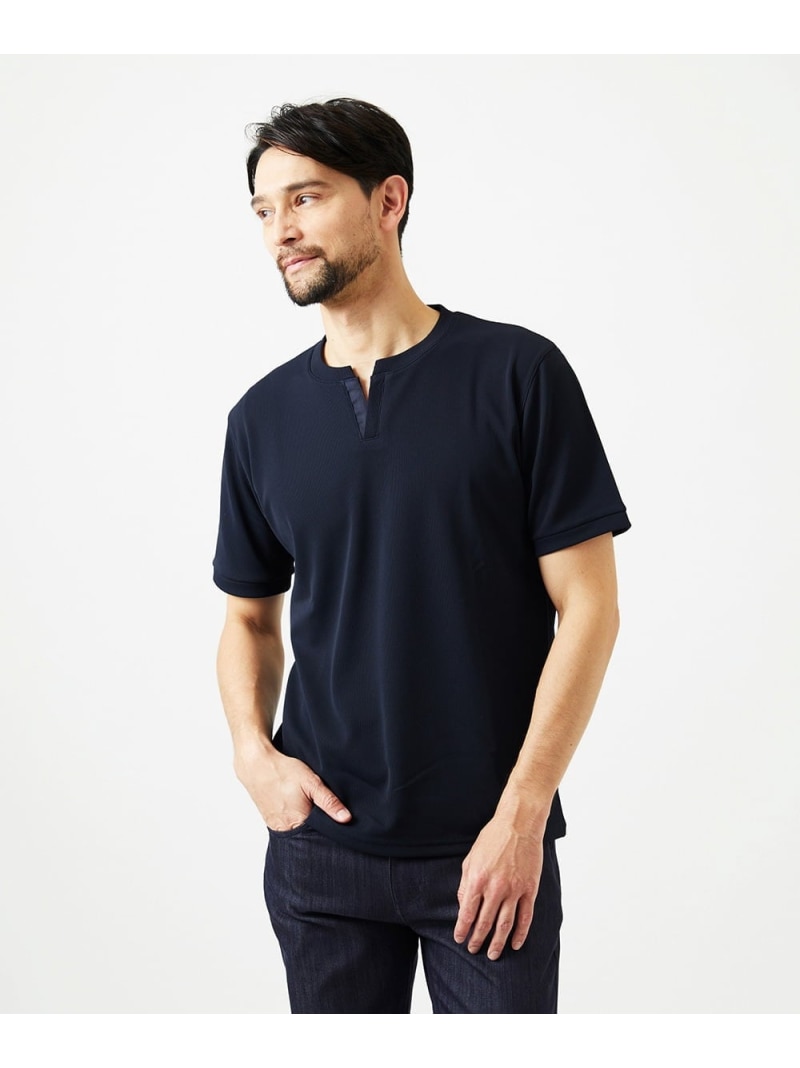 MICHEL KLEIN HOMME 《日本製》手がかり素っ首半袖カットソー ミッシェルクランオム トップス カットソー・プルオーバー 米国海軍 白いこと 黒いこと【貨物輸送無料】