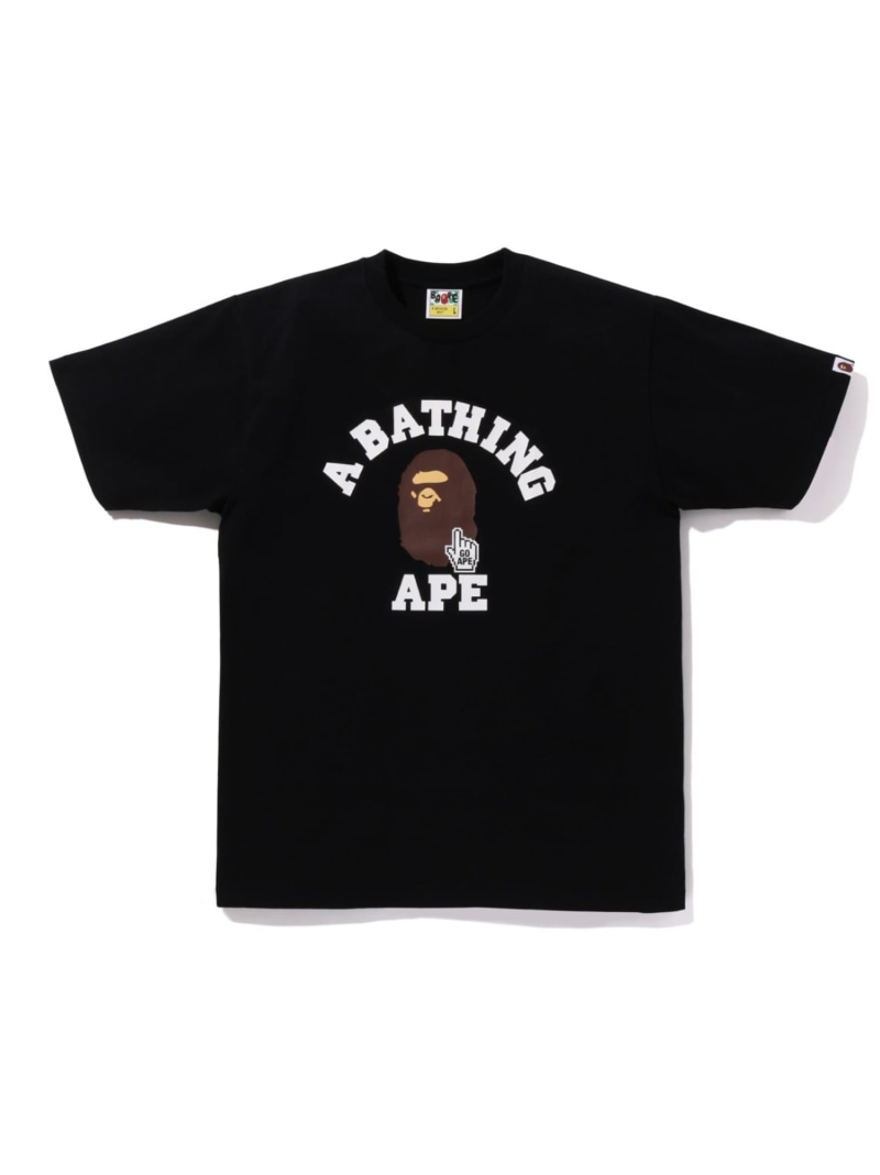 A BATHING APE GO APE POINTER COLLEGE TEE BAPEC ア ベイシング エイプ トップス カットソー・ティーシャツ 黒いこと 白いこと【貨物輸送無料】