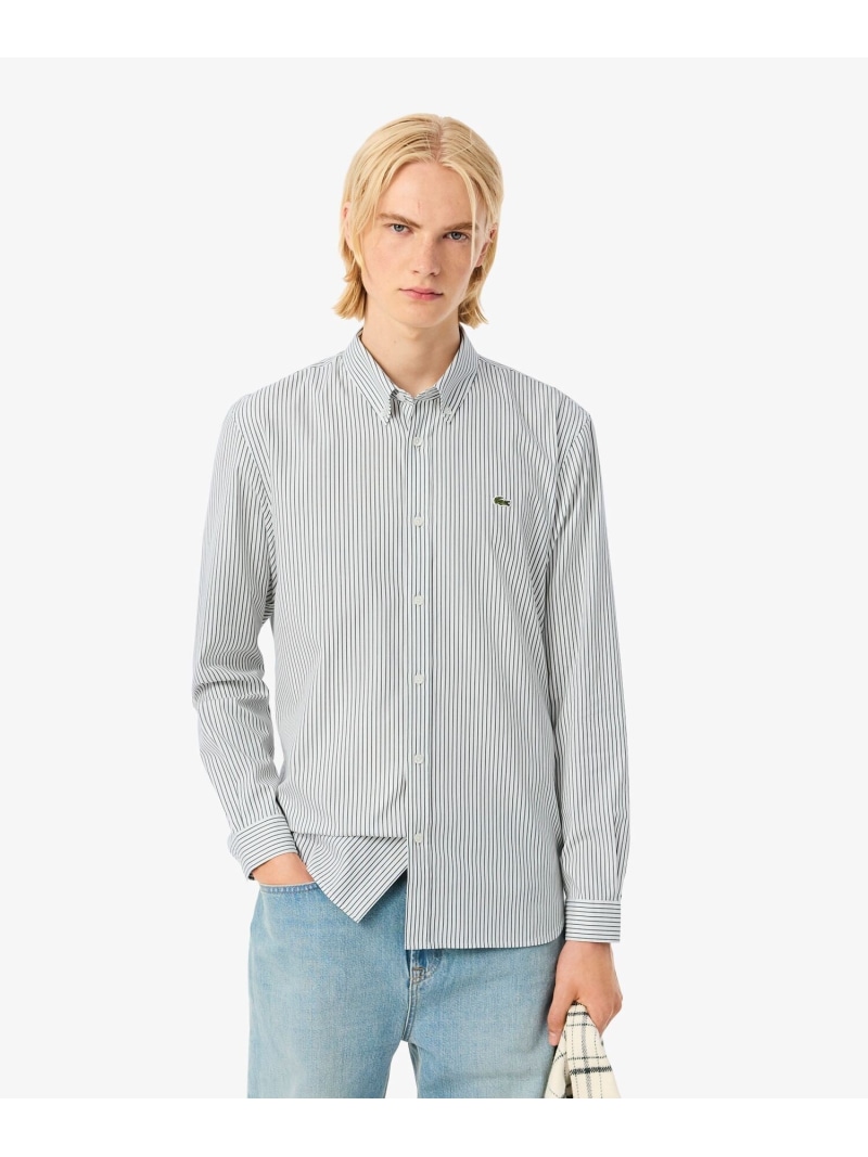 【SALE／40%OFF】LACOSTE ベーシックストライプボタンダウンシャツ ラコステ トップス シャツ・ブラウス ホワイト【RBA_E】【送料無料】