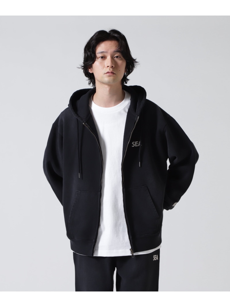 B'2nd WIND AND SEA(ウィンダンシー)SULFUR DYEING LOGO ZIP SWEATSHIRT ビーセカンド トップス パーカー・フーディー ブラック【送料無料】