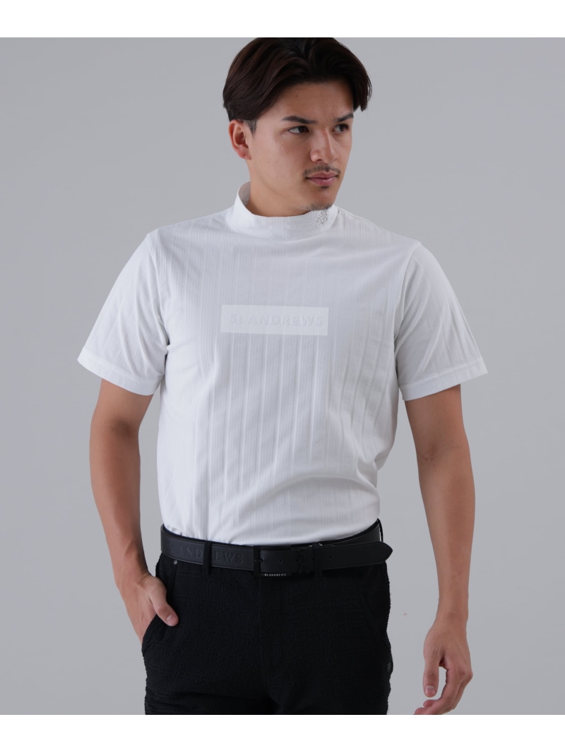 St ANDREWS サッカーストライプ半袖ハイネックカットソー (MENS) セントアンドリュース トップス その他のトップス ベージュ ブラック ホワイト【送料無料】