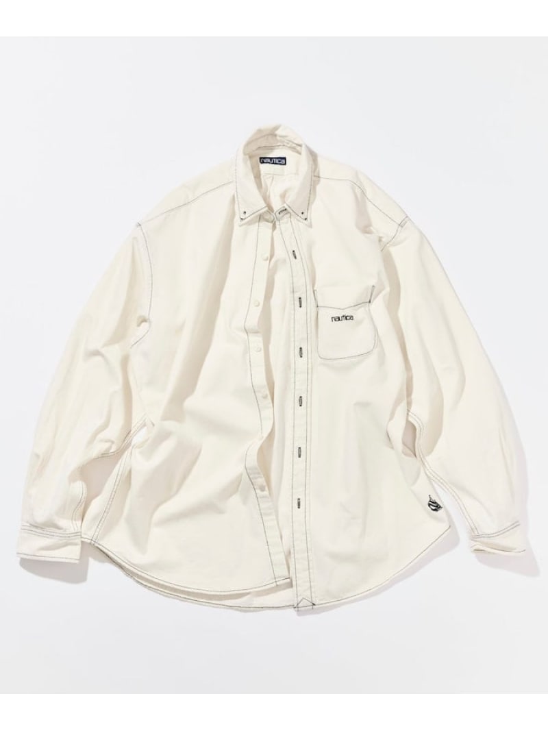 NAUTICA ヴィンテージライク デニム BDシャツ フリークスストア トップス シャツ・ブラウス ホワイト ブルー【送料無料】