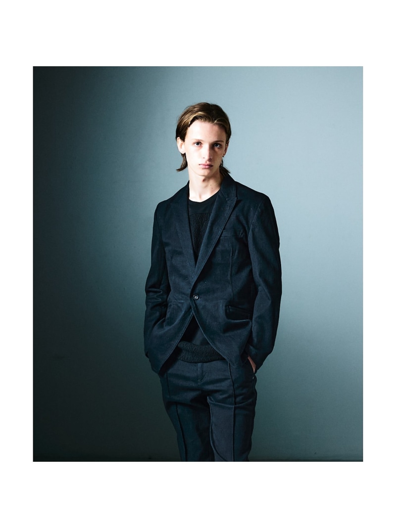 5351POUR LES HOMMES 【セットアップ対応 / ストレッチ】ピークラペル デニムジャケット ゴーサンゴーイチプールオム ジャケット・アウター デニムジャケット ブルー ブラック【送料無料】