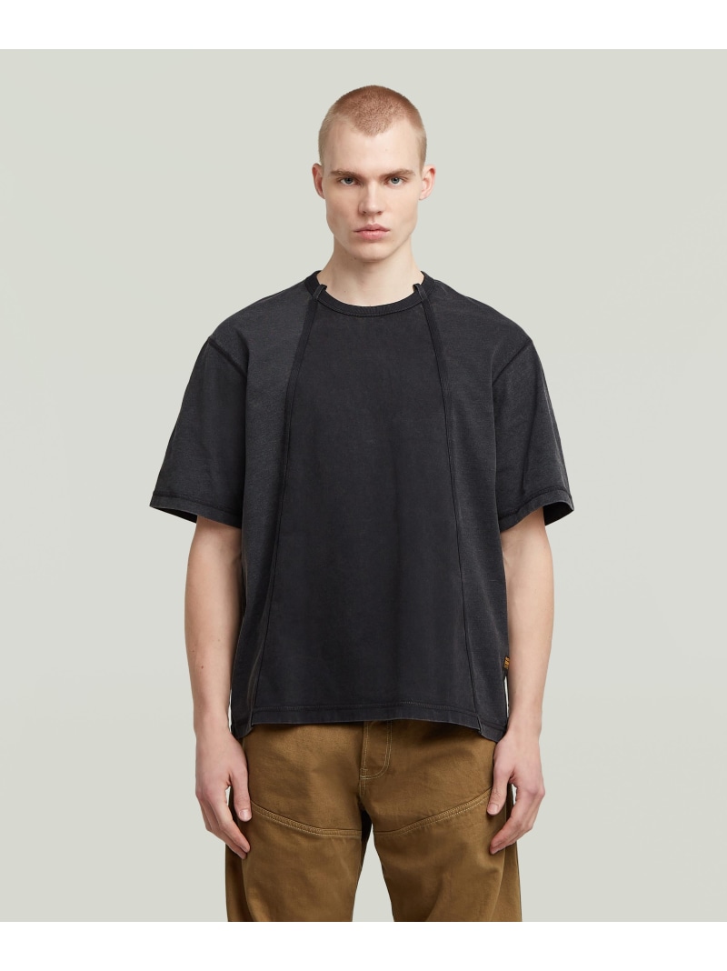 【SALE／30%OFF】G-Star RAW 【堅苦しさ販売店】Wash Panel Boxy T-Shirt/ウォッシュド処理パネルデザインボックスシルエットオーバーサイズティーシャツ ジースターロゥ トップス カットソー・ティーシャツ 黒いこと【RBA_E】【貨物輸送無料】 トップス-メンズファッション-Tシャツ・カットソー